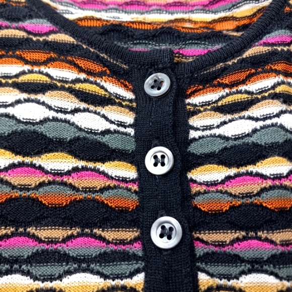 MISSONI Lightweight Scallop Stripe Stretch Wool Knit Long Sleeve Mini Dr… - Picture 3 of 16